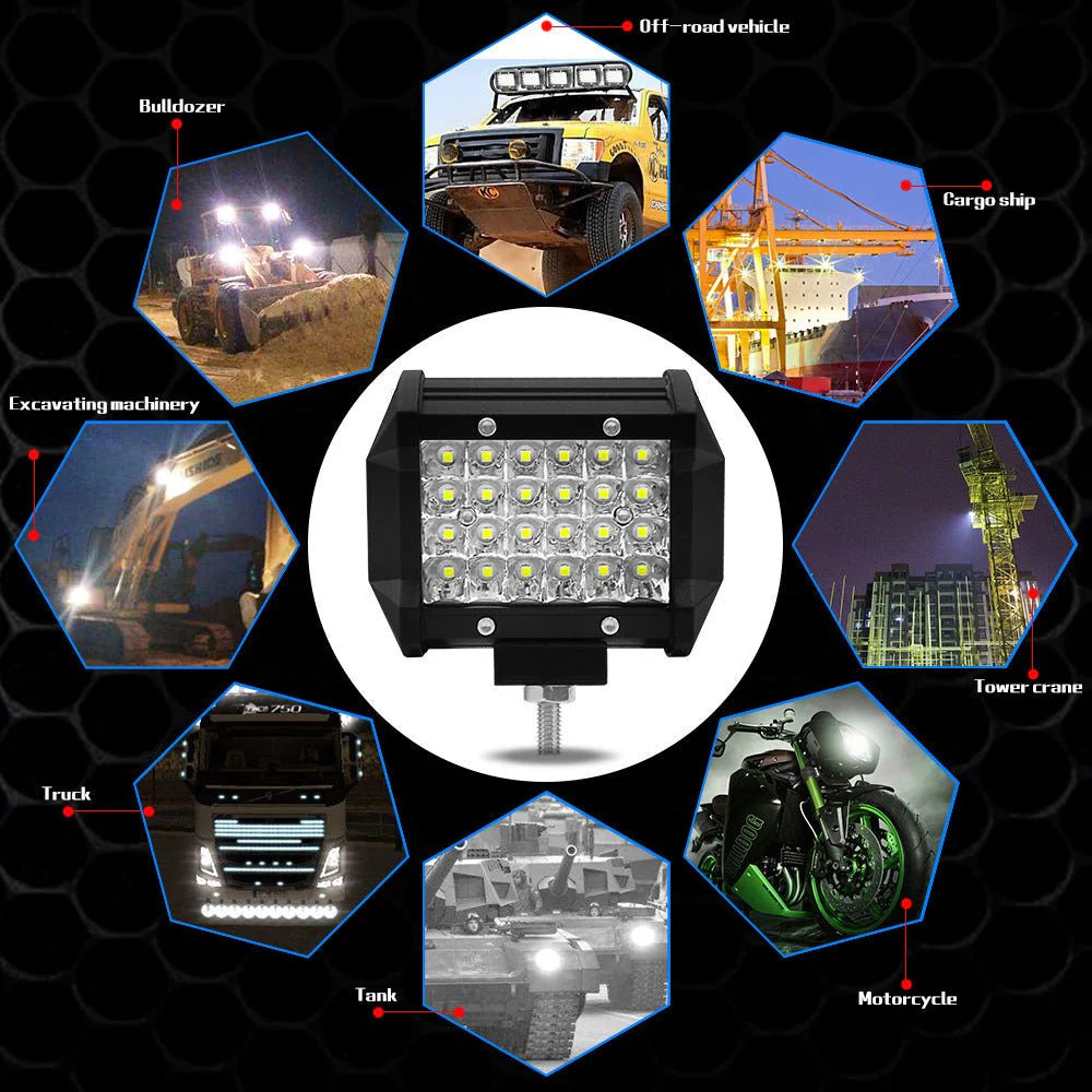 72W 4-Row LED Strip Light for Off-Road Vehicles – Ultra-Bright Highlighting Beads, Waterproof, Shockproof | Jeep, SUV, Truck Modification – UAE Edition