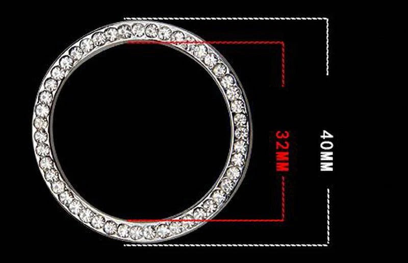 Diamond One-Click Ignition Ring – Luxury Car Engine Start Button Decor | Crystal Bling Car Interior Accessory, Self-Adhesive – UAE Glam Edition