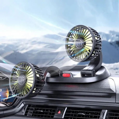 Double Headed Car Fan – 360° Adjustable Dual Head Vehicle Cooling Fan (CIC922) | USB Powered, Silent Operation – Ideal for UAE Summer Heat