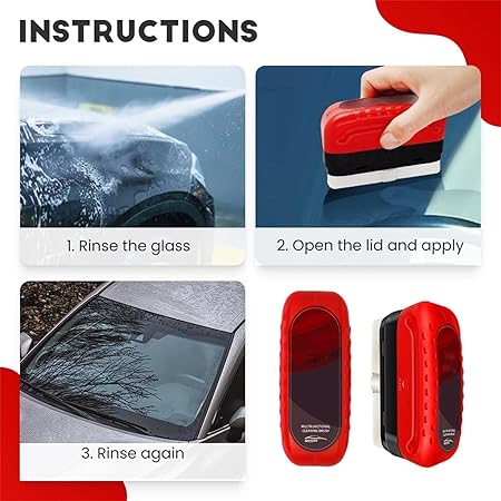 Glass Cleaning Board for Cars – Streak-Free Windshield & Window Cleaner Tool with Handle for Interior & Exterior
