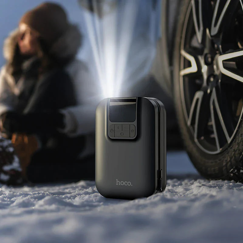 Hoco S53 – Portable Smart Air Pump for Cars, Bikes & Balls | Digital Display, Auto-Stop, Rechargeable Air Compressor – UAE Edition
