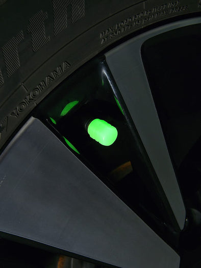 Luminous Valve Caps (Pack of 4) | Fluorescent Night Glowing Tire Hub Light for Car, Bike & Bicycle – Valve Stem LED Decor (Random Color)