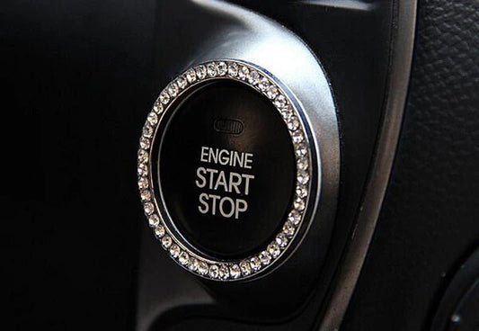 Diamond One-Click Ignition Ring – Luxury Car Engine Start Button Decor | Crystal Bling Car Interior Accessory, Self-Adhesive – UAE Glam Edition