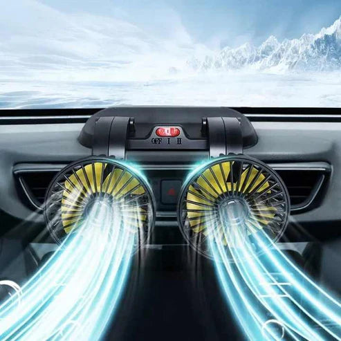 Double Headed Car Fan – 360° Adjustable Dual Head Vehicle Cooling Fan (CIC922) | USB Powered, Silent Operation – Ideal for UAE Summer Heat