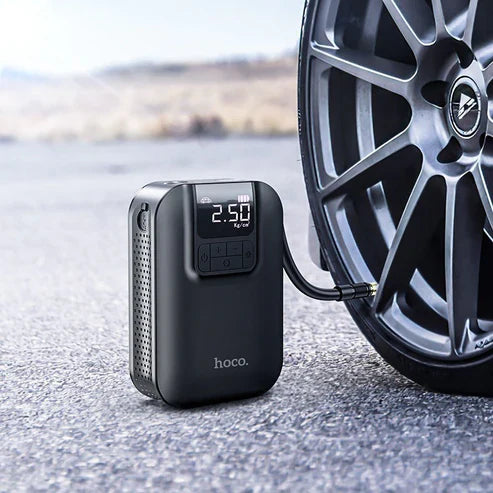 Hoco S53 – Portable Smart Air Pump for Cars, Bikes & Balls | Digital Display, Auto-Stop, Rechargeable Air Compressor – UAE Edition