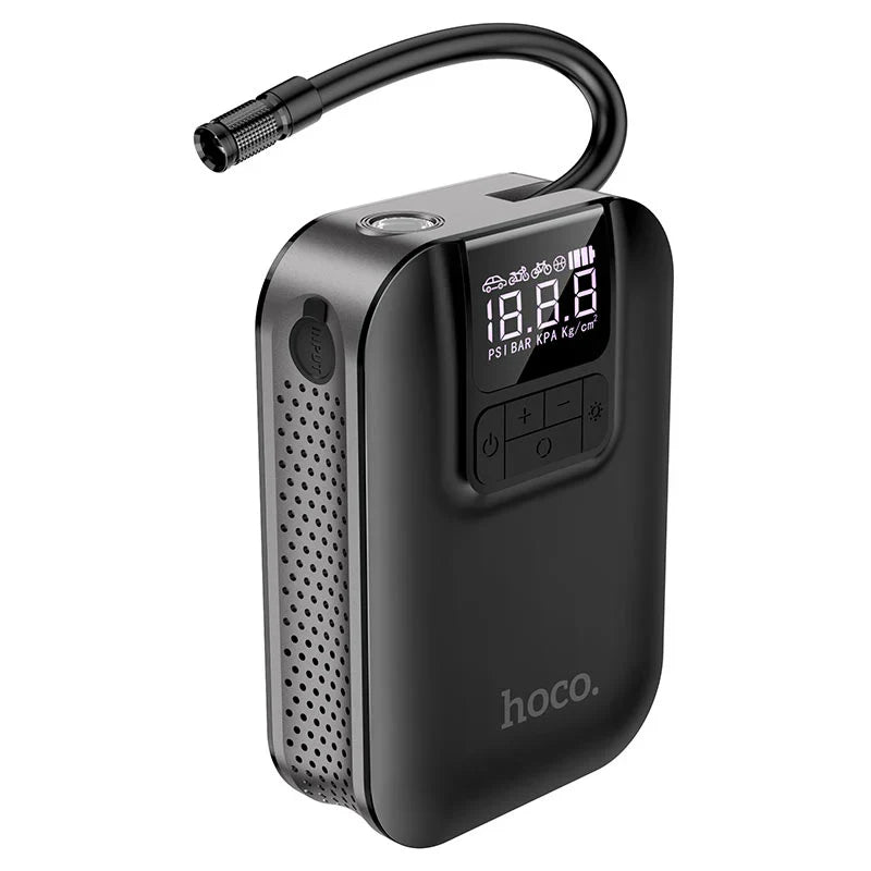 Hoco S53 – Portable Smart Air Pump for Cars, Bikes & Balls | Digital Display, Auto-Stop, Rechargeable Air Compressor – UAE Edition