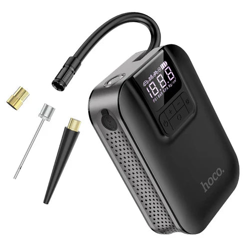 Hoco S53 – Portable Smart Air Pump for Cars, Bikes & Balls | Digital Display, Auto-Stop, Rechargeable Air Compressor – UAE Edition