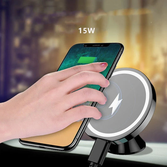 Magnetic Wireless Charging Car Phone Holder 15W – Fast Qi Charger & Strong Air Vent Mount for iPhone & Android | One-Hand Operation