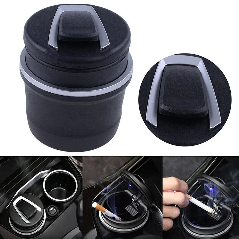 Portable Car Ashtray with Lid – Smoke-Free Design & LED Light | Odor-Proof, Easy to Clean, Fits Any Car Cup Holder – Ideal for UAE Drivers